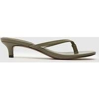 Schuh Sunnie Toe Post Kitten Heel Sandals - Khaki