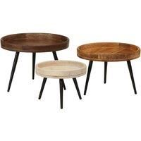 Round Coffee Tables 3 pcs Solid Wood Mango