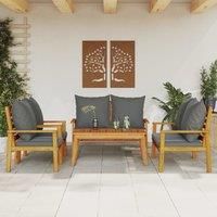 5 Piece Garden Lounge Set with Cushions Solid Wood Acacia