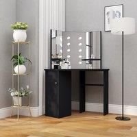 Corner Dressing Table with LED Black 111x54x141.5 cm