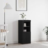 Sideboard with LED Lights Black Oak 41x37x100 cm