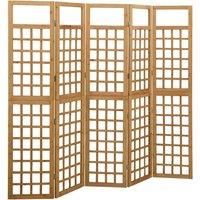 5-Panel Room Divider/Trellis Solid Fir Wood 201.5x180 cm