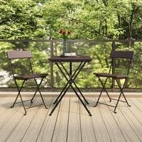 Folding Bistro Chairs 2 pcs Brown Poly Rattan and Steel