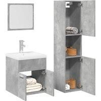 3 Piece Bathroom Furniture Set Concrete Grey Engineered Wood