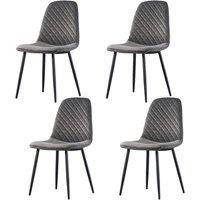 Alivio Pack of 4 Velvet Dining Chairs, Fabric Upholstered Seat with Metal Legs for Dressing Lounge Home Kitchen Counter Chairs - Grey