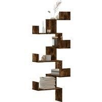 Wall Corner Shelf Smoked Oak 45x45x147 cm Engineered Wood