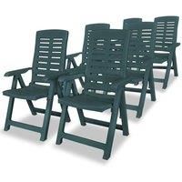 Reclining Garden Chairs 6 pcs Plastic Green