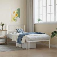 Metal Bed Frame with Headboard White 90x190 cm Single