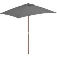 Outdoor Parasol with Wooden Pole 150x200 cm Anthracite