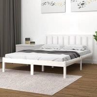 Bed Frame White Solid Wood Pine 120x190 cm Small Double
