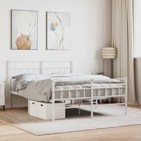 Metal Bed Frame with Headboard and Footboard White 120x190 cm Small Double