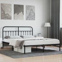 Metal Bed Frame with Headboard Black 183x213 cm