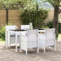 Garden Chair Set of 4 White, Anthracite Plastic, Polyester