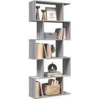 Room Divider Bookcase 5-Tier Grey Sonoma 70x24x161 cm Engineered Wood