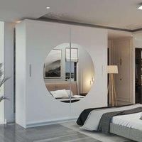 Milos Sliding Wardrobe with Mirror-LED Light W150cm x H217cm