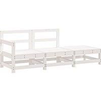 3 Piece Garden Lounge Set White Solid Wood Pine