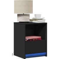Bedside Cabinets with LED Lights 2 pcs Black Engineered Wood