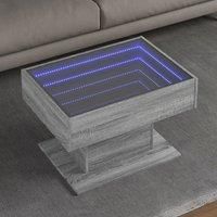 Coffee Table with LED Grey Sonoma 70x50x45 cm Engineered Wood