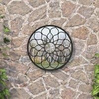 Garden Mirror Black 40x3 cm Iron Round for Outdoor Use