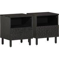 Bedside Cabinets 2 pcs Black 40x33x46 cm Solid Wood Mango