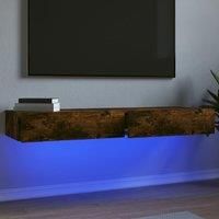 TV Cabinets with LED Lights 2 pcs Smoked Oak 60x35x15.5 cm