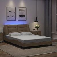 Bed Frame with LED without Mattress Cappuccino 120x200 cm