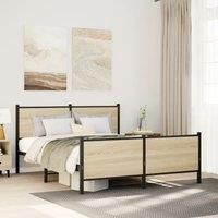 Metal Bed Frame without Mattress Sonoma Oak 140x200 cm