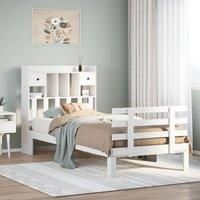 Bookcase Bed without Mattress White 75x190 cm Small Single Solid Wood Pine
