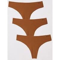 Under Armour Womens Pure Stretch No Show Thong 3 Pack - Brown