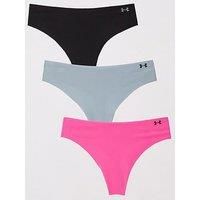 Under Armour Womens Pure Stretch No Show Thong 3 Pack - Black/Multi
