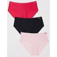 Under Armour Womens Pure Stretch No Show Hipsters 3 Pack - Black/Multi