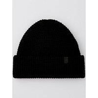 Allsaints Double Layer Waffle Stitch Beanie Hat - Black