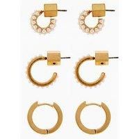 Allsaints Pearl Trio Huggie Earrings Set