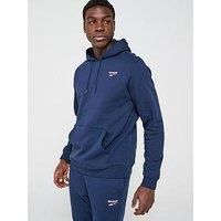 Reebok Men'S Identity Small Logo Fleece Hoodie - Navy
