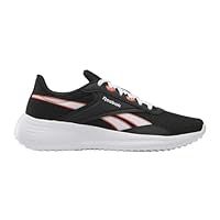 Reebok Women/'s LITE 4 Sneaker, Black/SUPERCHRG Coral/White, 4 UK