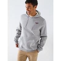 Reebok Mens Identity Small Logo Fleece Hoodie - Grey