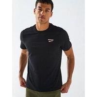 Reebok Men/'s Identity Small Logo TEE T-Shirt, Black/White/Vector RED, XS