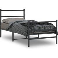 Metal Bed Frame without Mattress with FootboardBlack 90x200cm