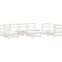 8 Piece Garden Lounge Set White Solid Wood Pine