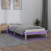 LED Bed Frame 90x200 cm Solid Wood