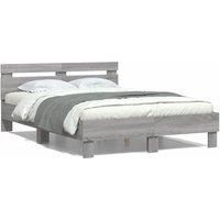 Berkfield Home Bed Frame without Mattress Grey Sonoma 135x190 cm Double