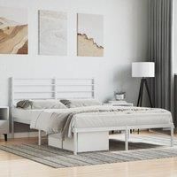 Metal Bed Frame with Headboard White 120x200 cm