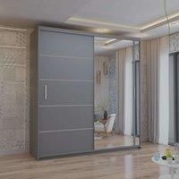 Luxury Sliding Mirror Door Wardrobe with Long LED Light 180cm x 217cm