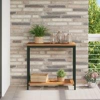 Outdoor Table Natural&Black 35x80x75 cm Solid Wood and Steel