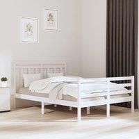 Bed Frame White Solid Wood 140x190 cm