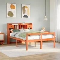 Bookcase Bed without Mattress Wax Brown 150x200 cm King Size Solid Wood Pine