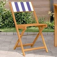 Bistro Chairs 2 pcs Blue and White Solid Wood Acacia and Fabric