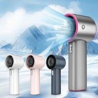 Mini charging portable fan, high-speed motor, 100 speed stepless speed regulation LED display of