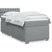 Box Spring Bed with Mattress Light Grey 90x200 cm Fabric