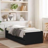Bed Frame with Drawers without Mattress Black 100x200 cm